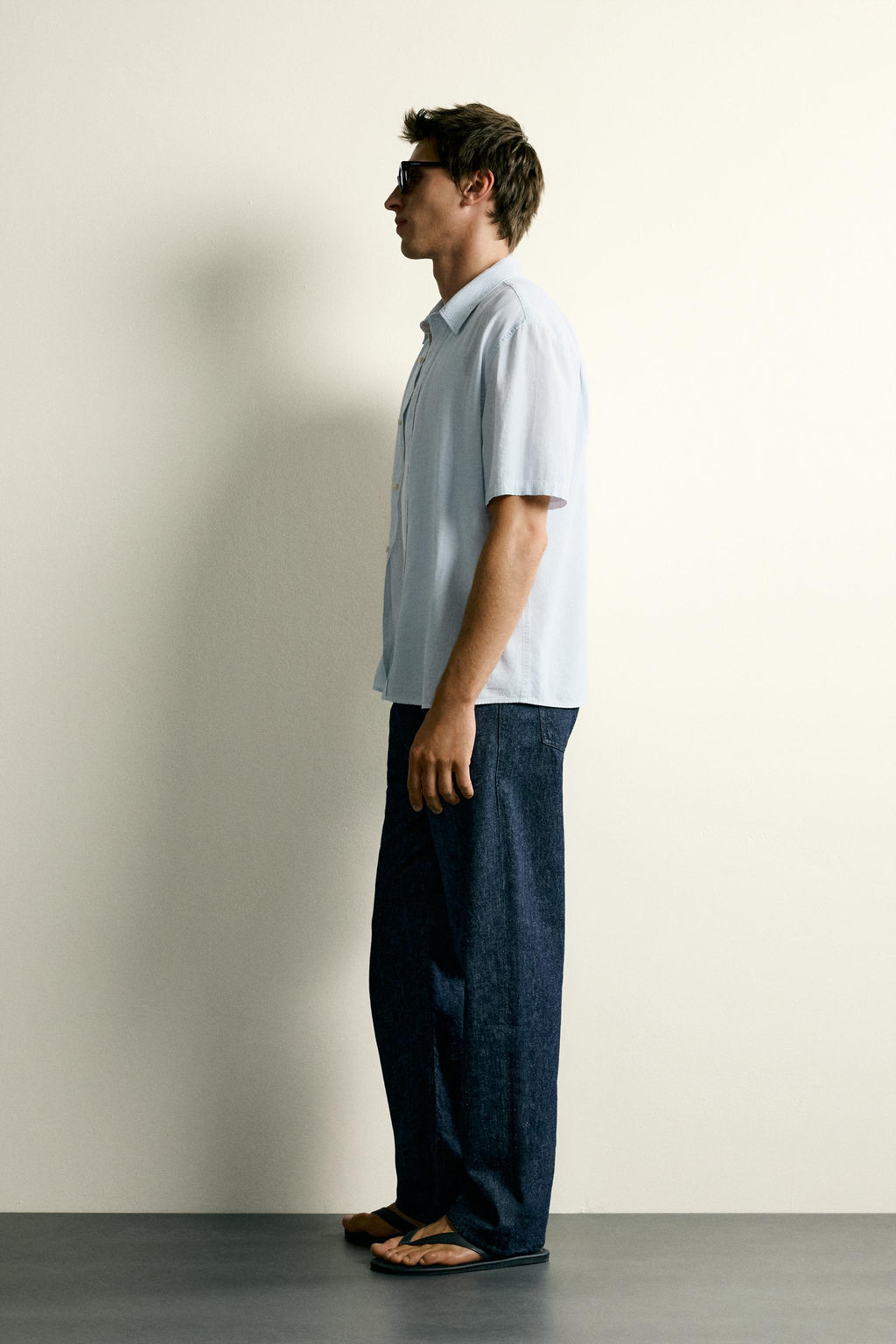 CAMISA REGULAR FIT ALGOD?N - LINO / Azul cielo - Zara фото 4