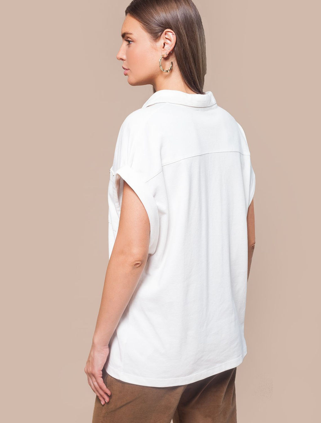 Over-size футболка-поло из трикотажа пике. - Vilatte фото 2