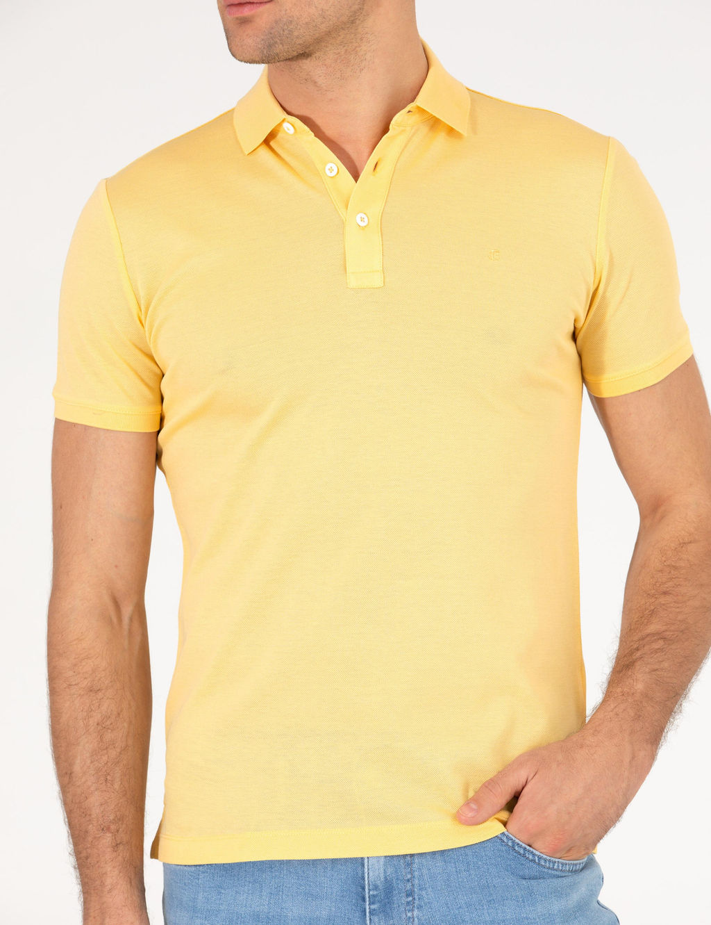 Светло-желтая облегающая базовая футболка - Cacharel фото 6