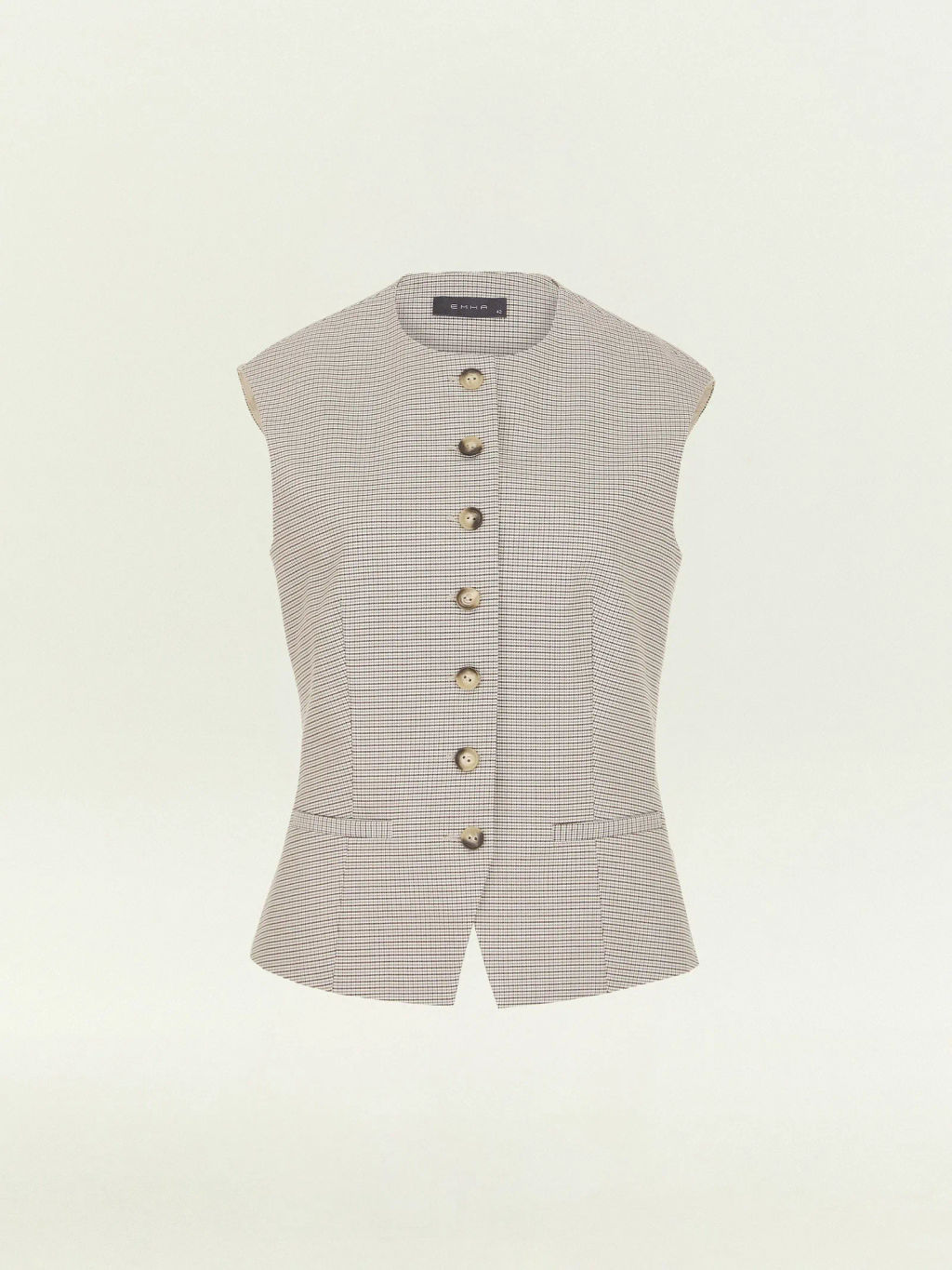 Однобортный жилет с принтом гусиная лапка, GL118/cage - Emka фото 7