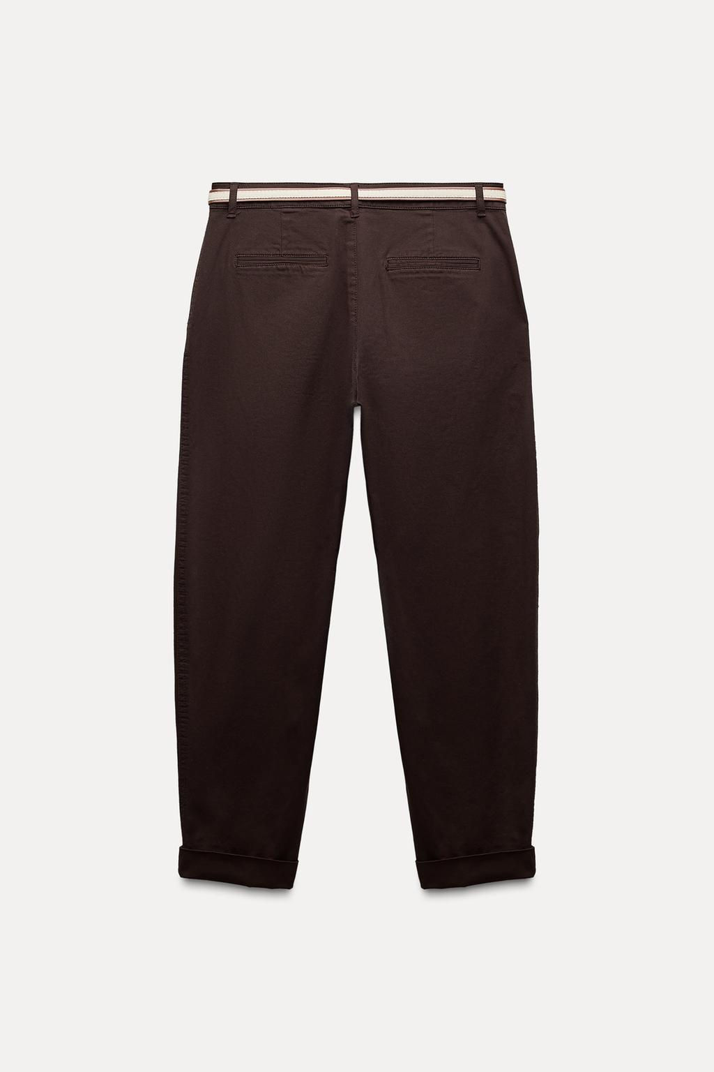 BELTED CHINO TROUSERS - Zara фото 6