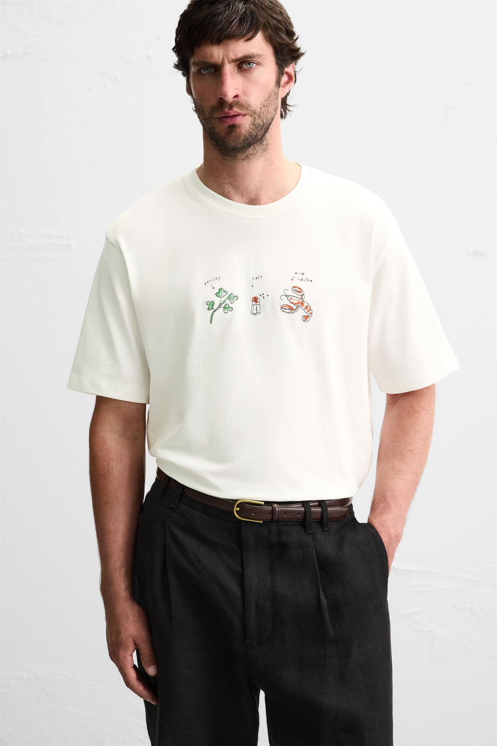 CONTRAST EMBROIDERY T-SHIRT - Zara фото 6