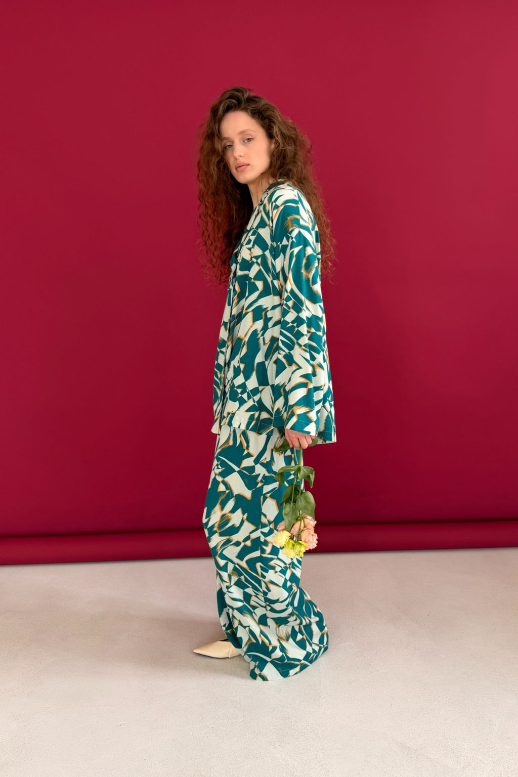 Блузка СЕТ113/01/Белый, зеленый - M&G all natural фото 7