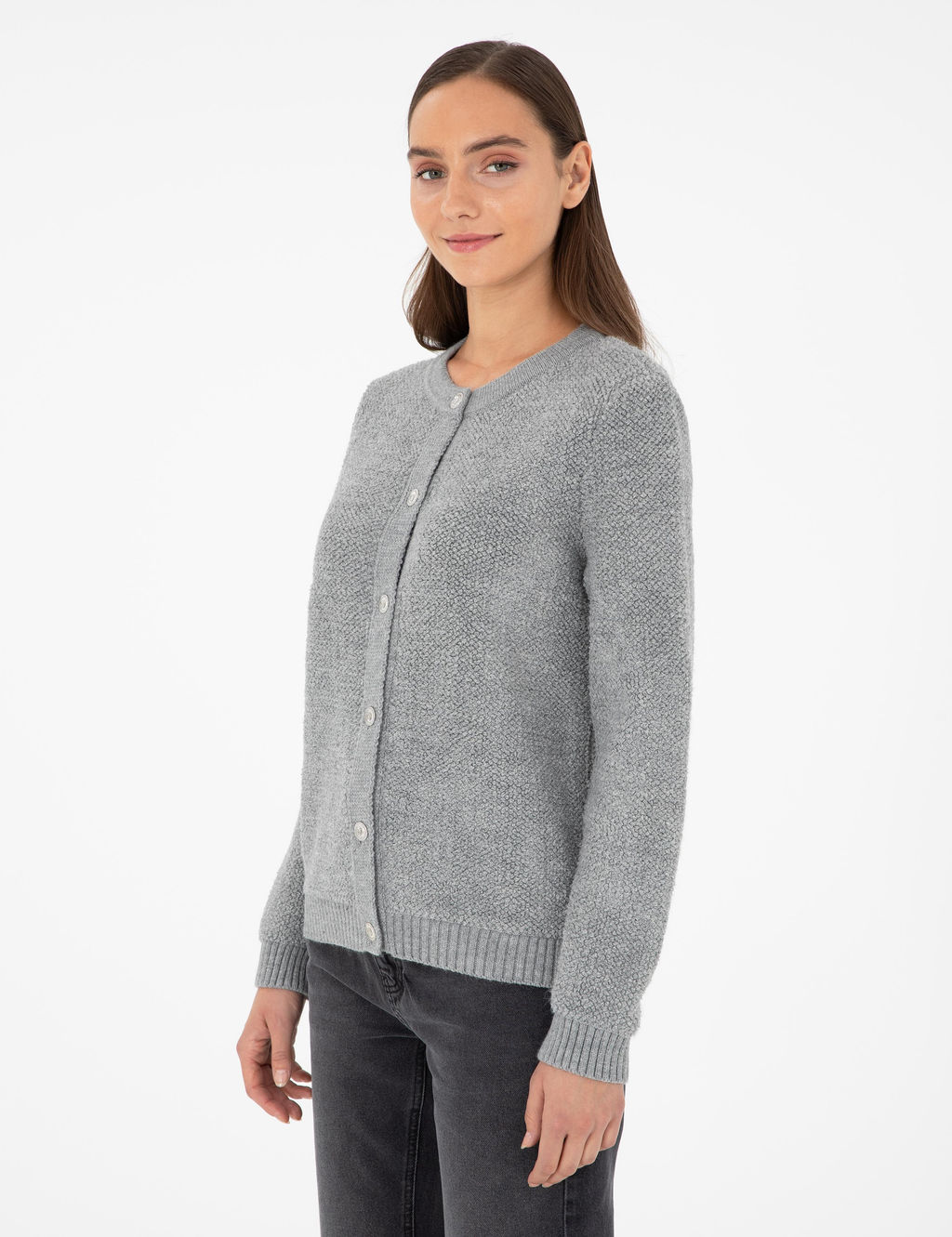 Gri Melanj Slim Fit Triko H_rka