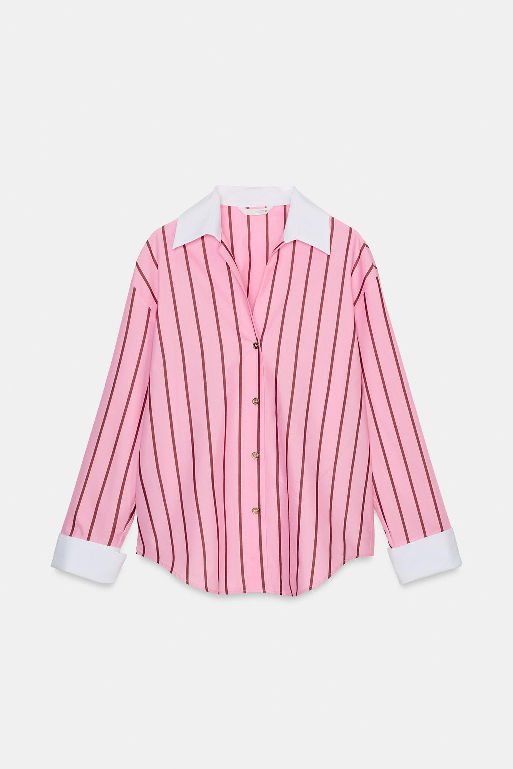 OVERSIZE STRIPED SHIRT WITH CONTRAST CUFFS - Zara фото 4