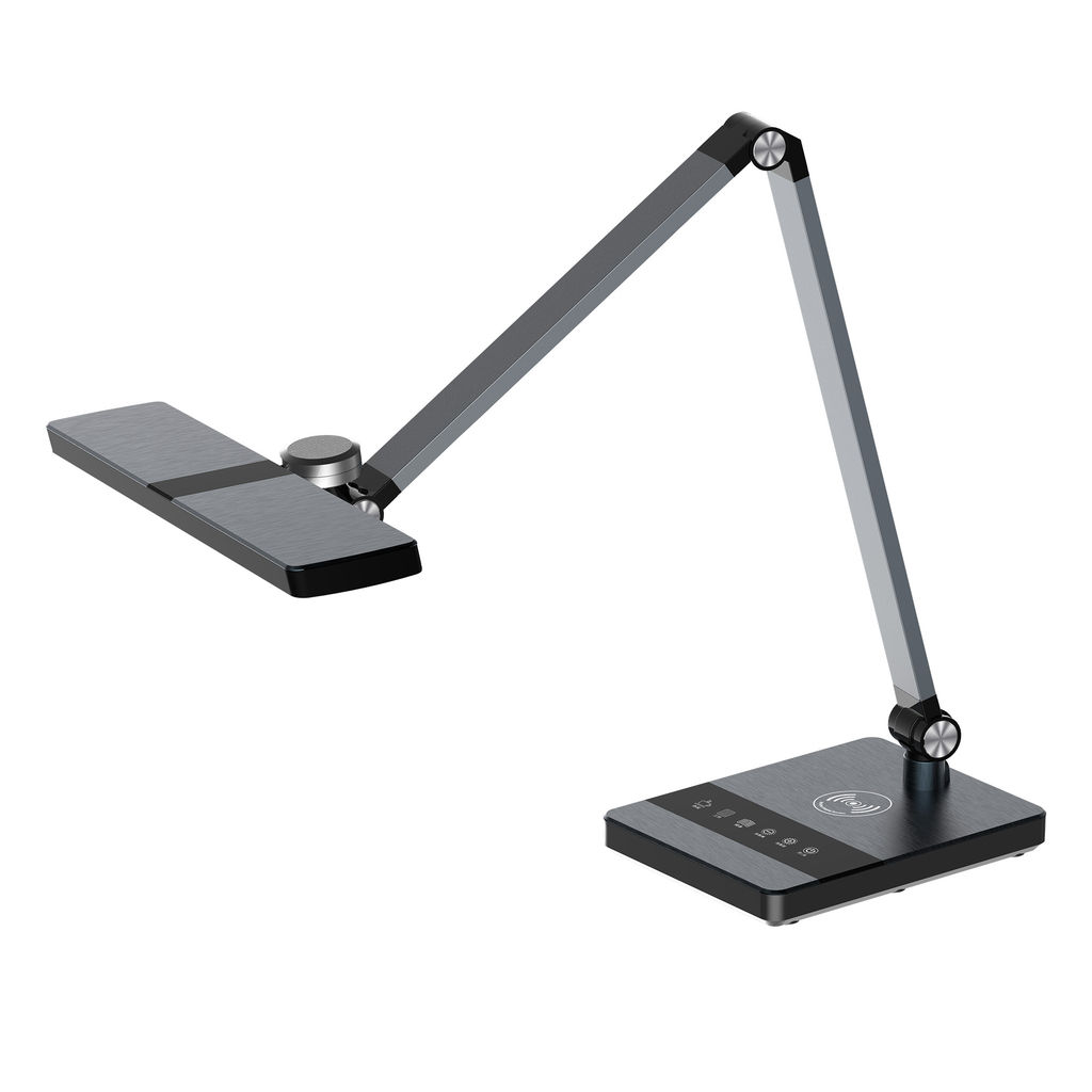 ULM-D110 15W/3000-6500K/DIM BLACK Светильник настольный светодиодный с беспроводной зарядкой телефонов. Сенсорный выключатель. Диммер. Черный. TM Uniel