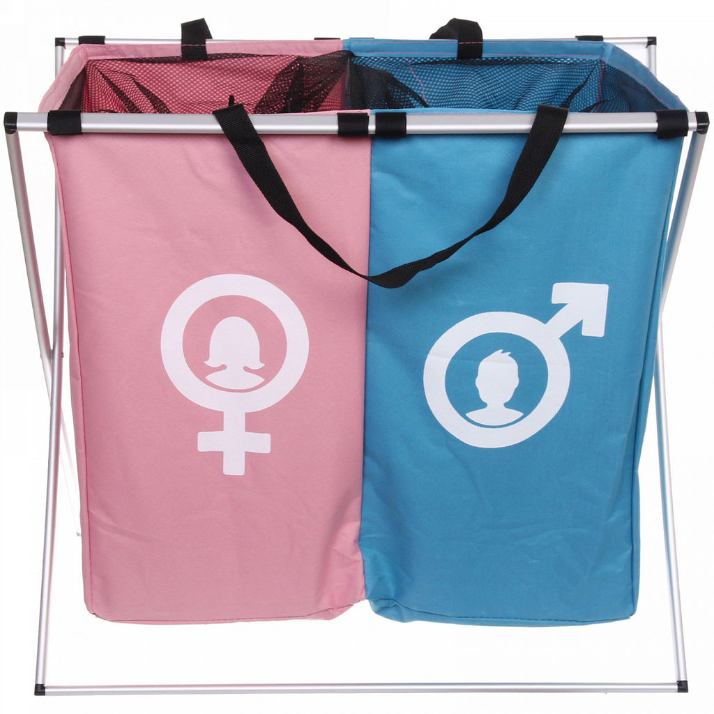 Корзина для белья двойная складная "Мужское, Женское" 59*39*56 см