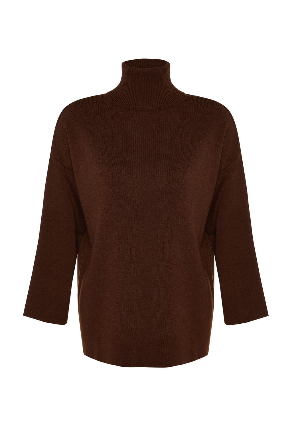 Kahverengi Genis Kal?p Basic Triko Kazak TWOAW23KZ00206