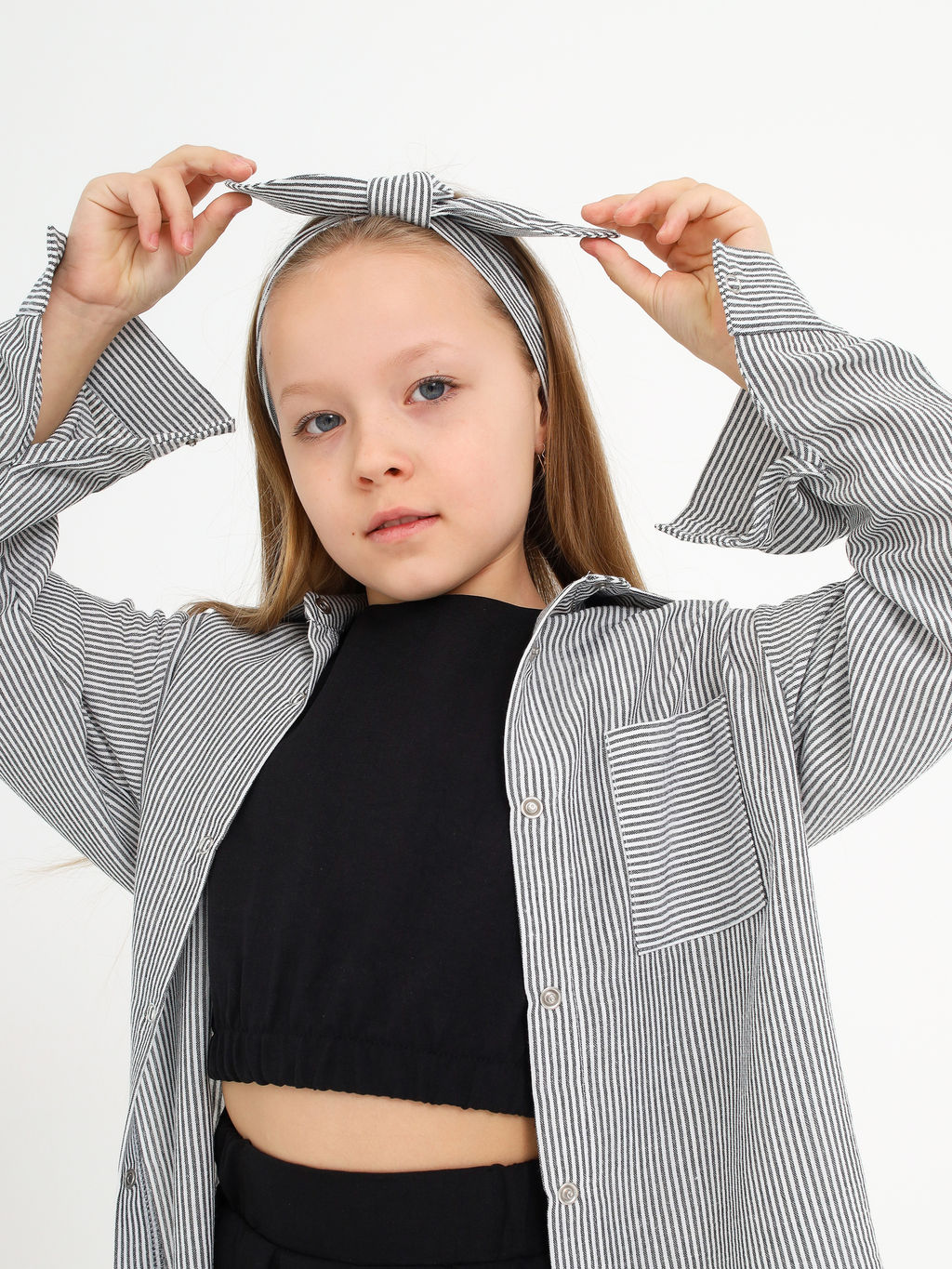 Рубашка в полоску Лен, черная - Inzibe фото 18