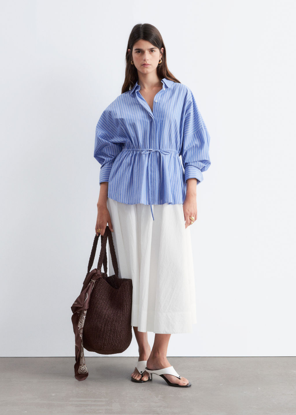 Camisa de popelina de algod?n con cord?n de ajuste - H&m фото 5
