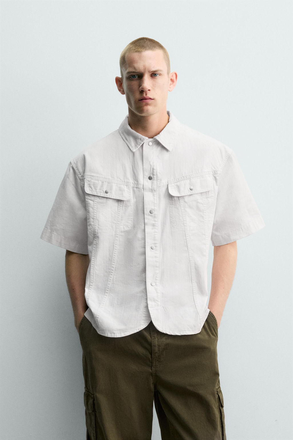 SOBRECAMISA LAVADA BOXY FIT / Blanco roto