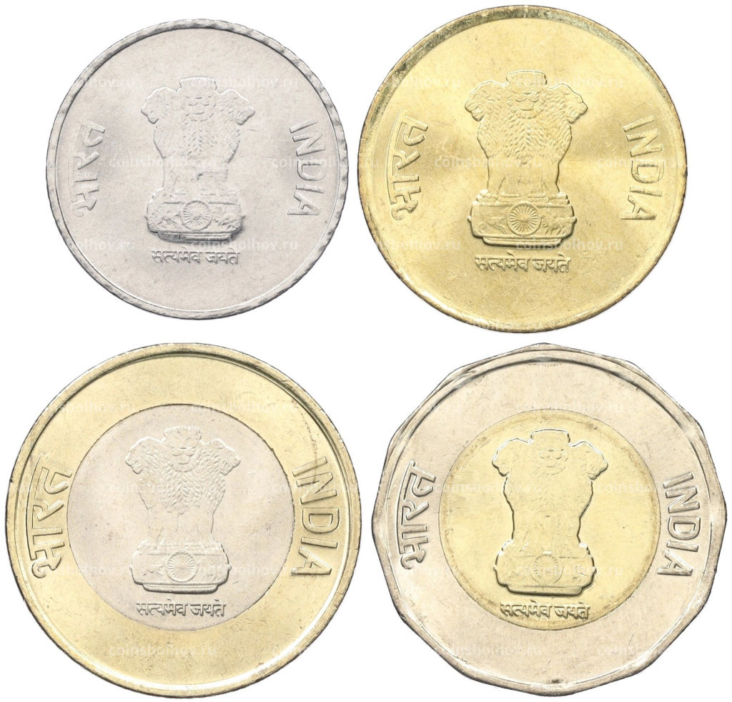 Набор из 4 монет 2019-2021 года Индия