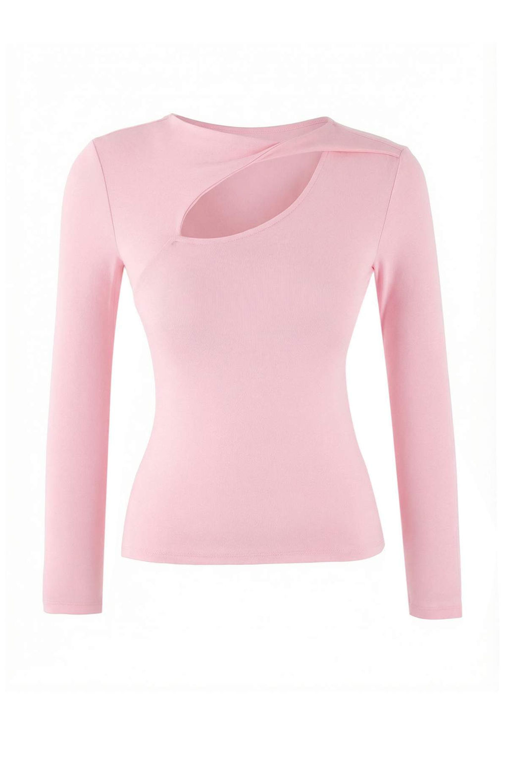 Ac?k Pembe Fitted/Vucuda Oturan Pencere Detayl? Premium Yumusak Orme Bluz TWOSS26BZ00247