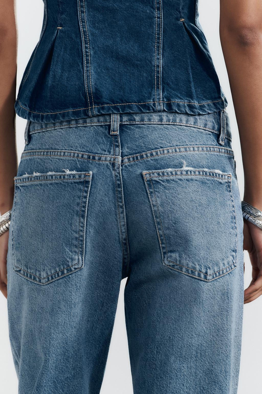 TRF MID-WAIST WIDE-LEG JEANS - Zara фото 4