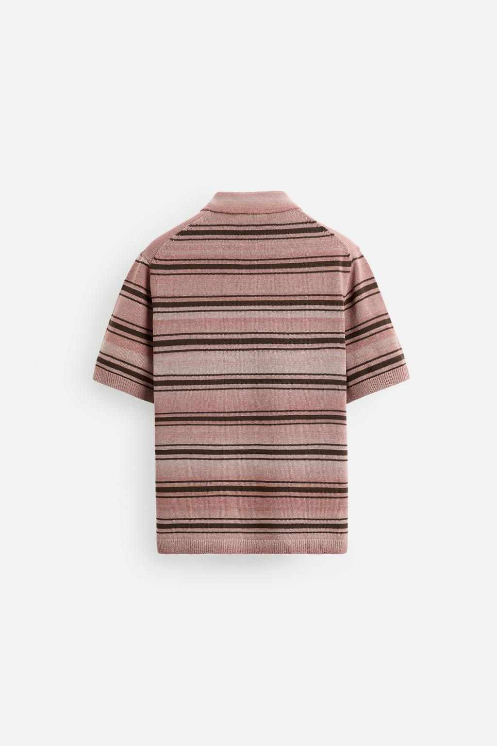 STRIPED WASHED KNIT POLO SHIRT - Zara фото 8