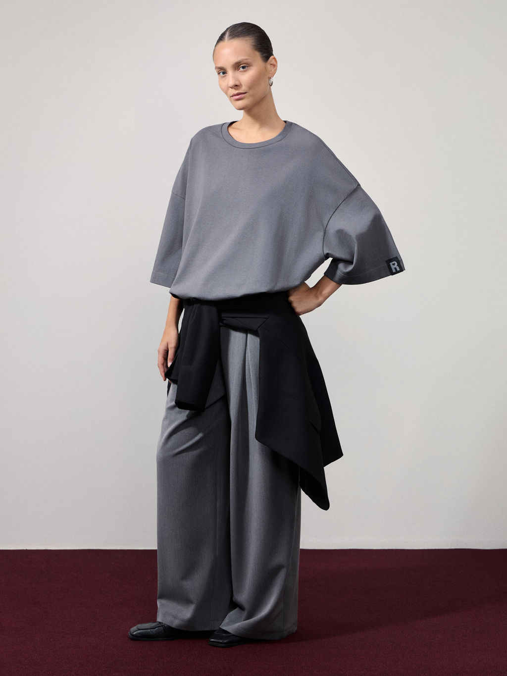 Футболка оверсайз из плотного хлопка / Zarina  фото 3