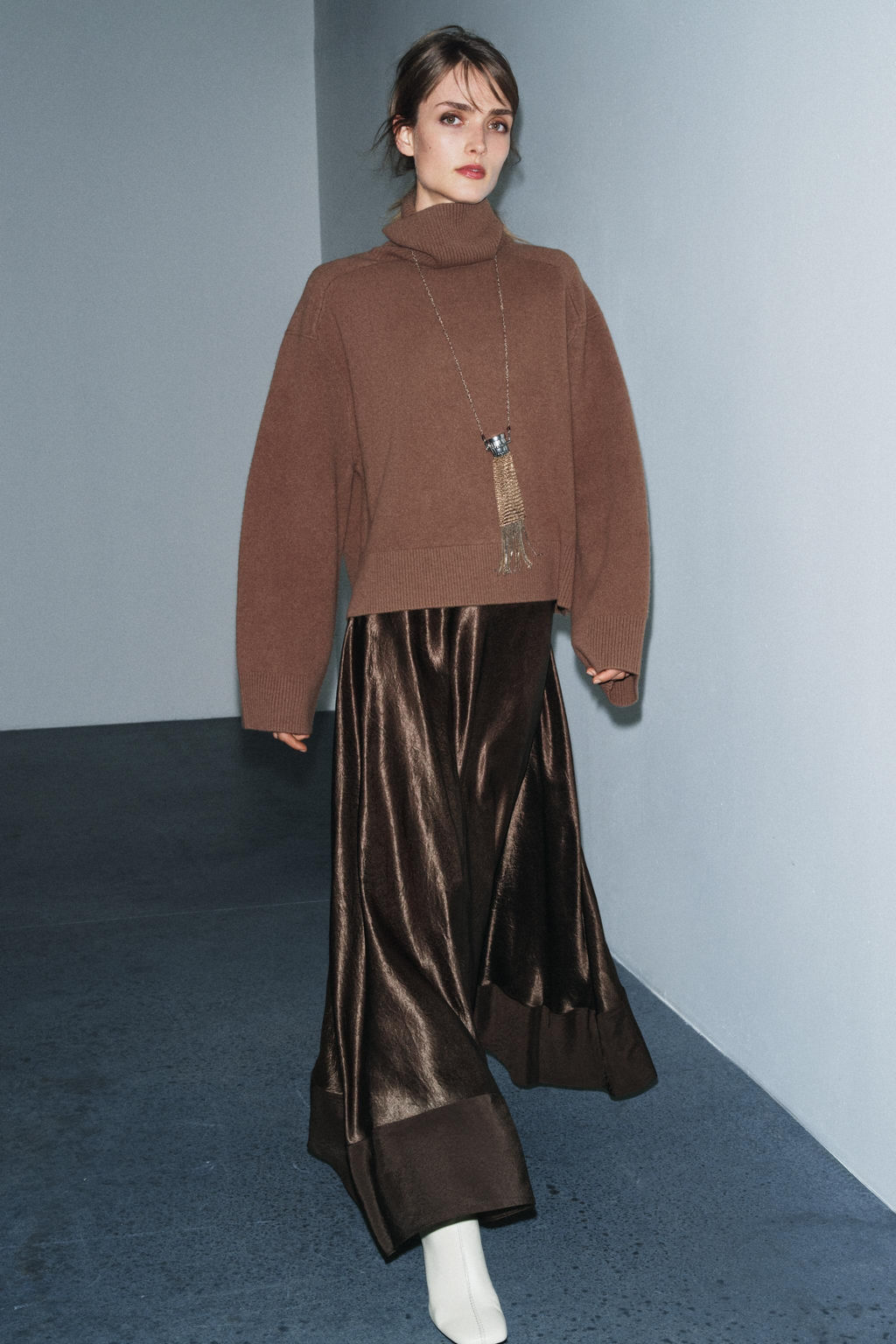 ZW COLLECTION LIMITED EDITION SATIN MIDI SKIRT