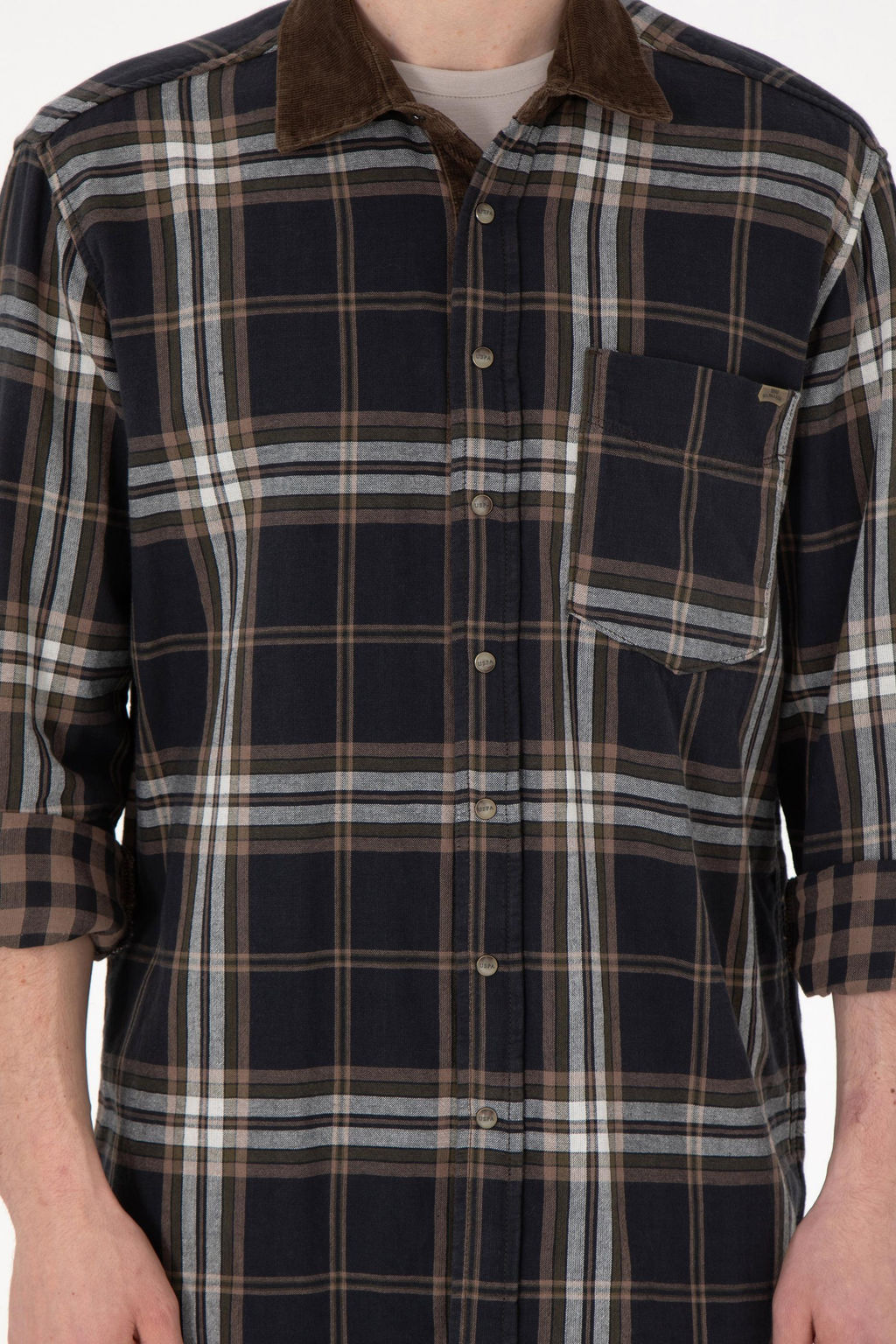 Мужская джинсовая рубашка светло-хаки Неожиданная скидка в корзине - U.s. polo assn фото 6