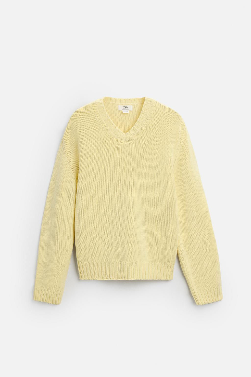 V-NECK SWEATER WITH TEXTURED WEAVE - Zara фото 7