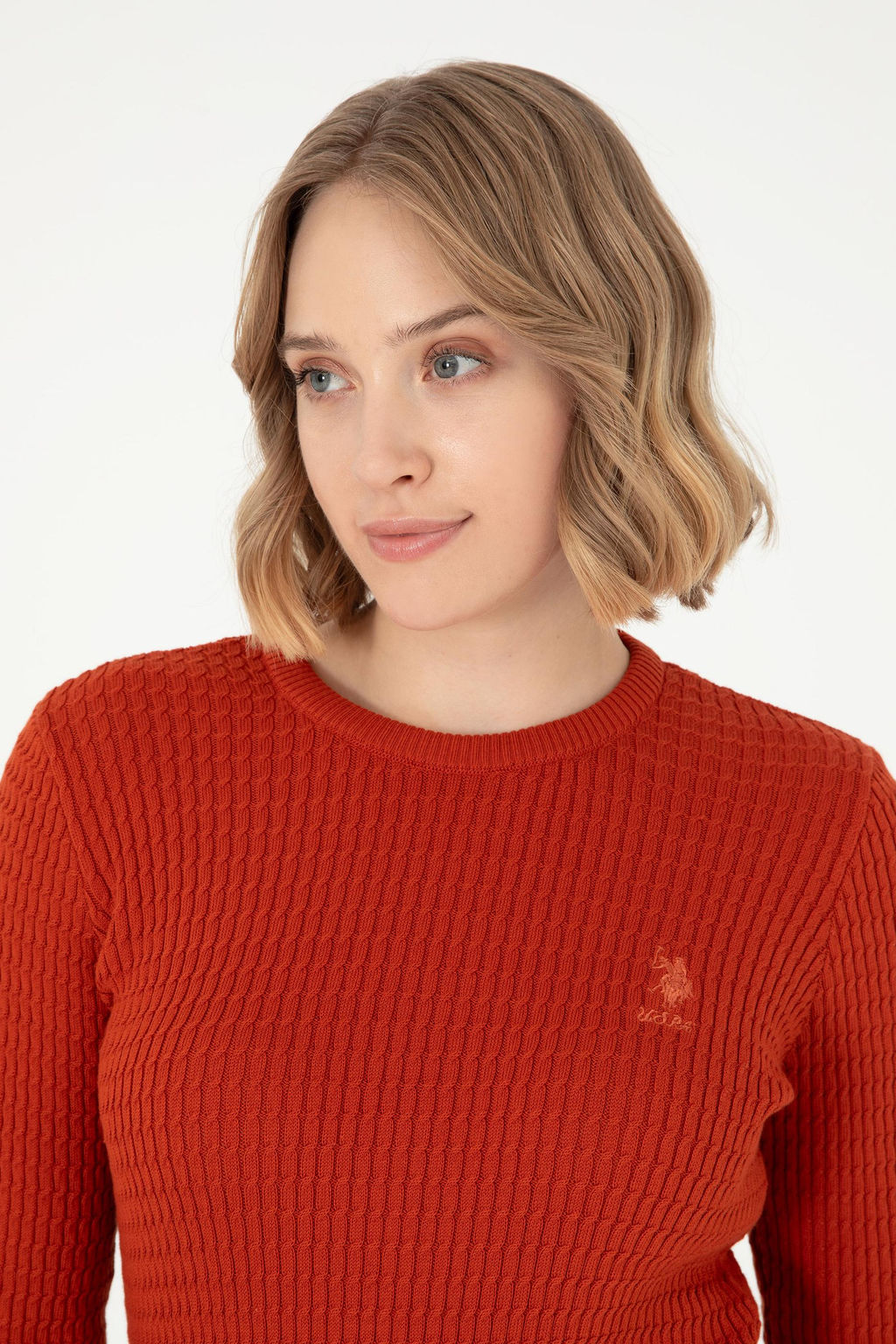 Женский базовый свитер кирпичного цвета Неожиданная скидка в корзине - U.s. polo assn фото 2