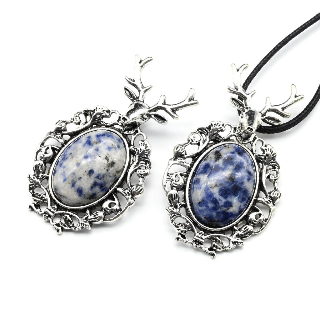 Винтажный кулон Олень 33*56мм с лазуритом