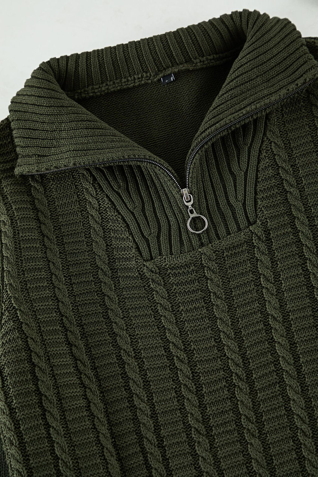 Yesil Casual Regular Yar?m Bal?kc? Yaka Sac Orgu Triko Kazak TMNAW25KZ00059