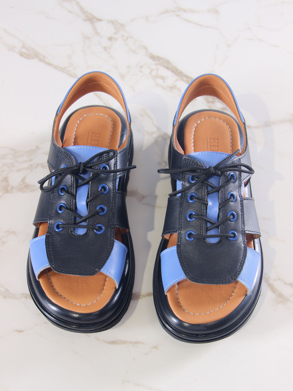 Босоножки 2029.2525bl.Черный синий+черный