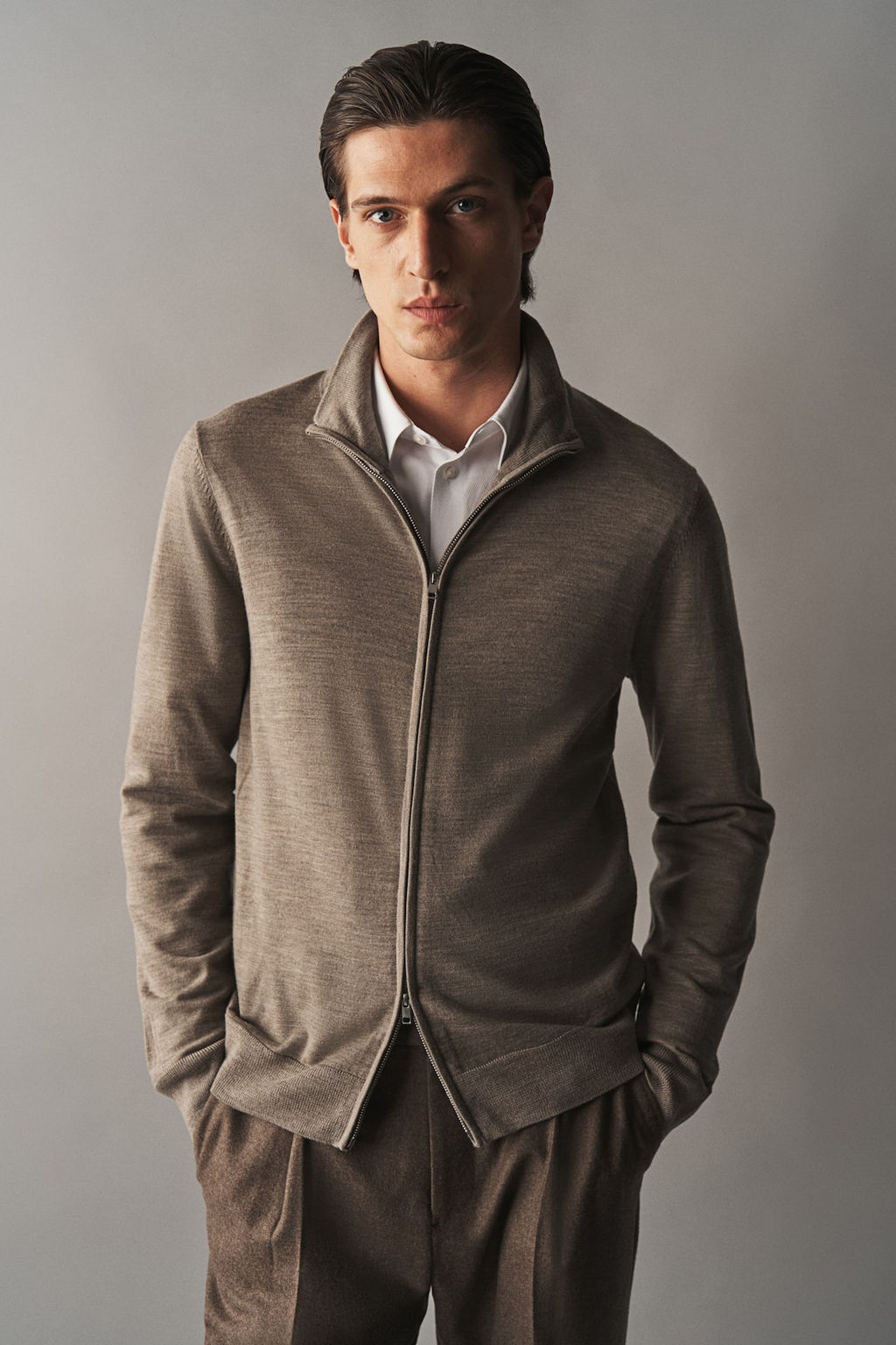 Cardigan de lana merino con cremallera Slim Fit - H&m фото 4