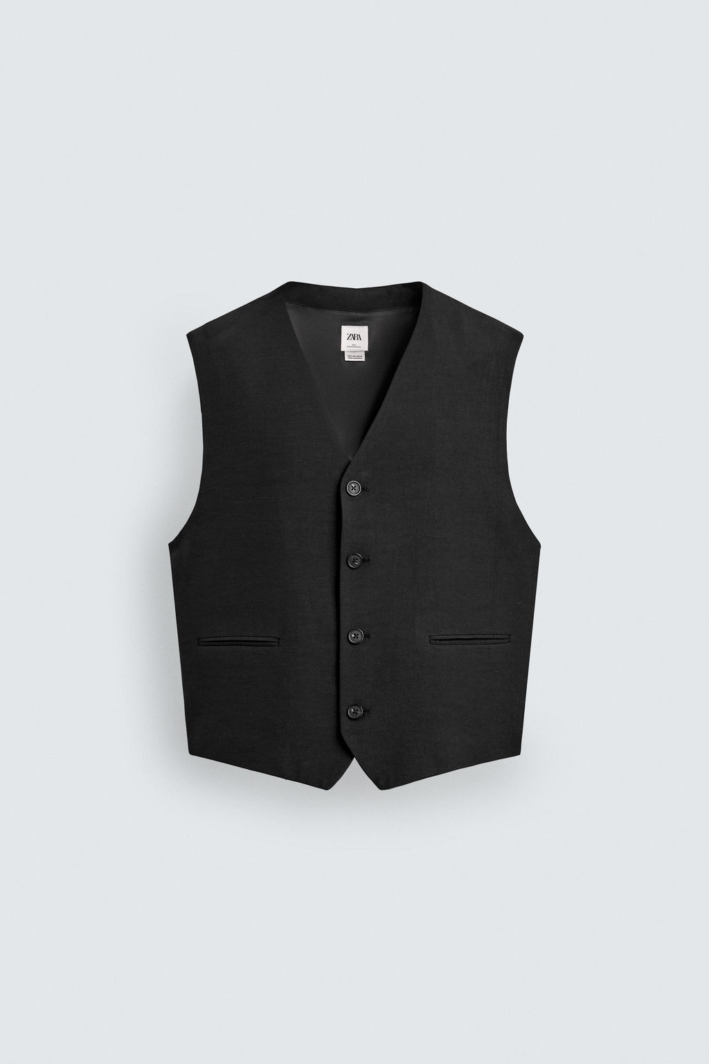 CHALECO TRAJE VISCOSA - LINO / Negro - Zara фото 7