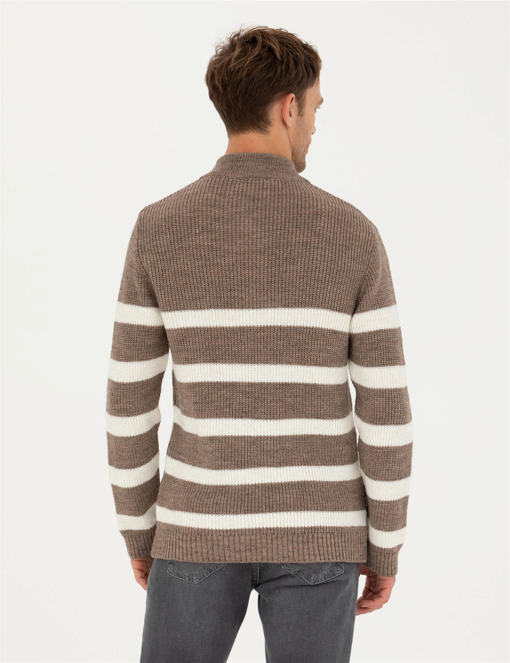 Vizon Melanj Slim Fit Fermuarl_ Dik Yaka Triko Kazak - Pierre cardin фото 5