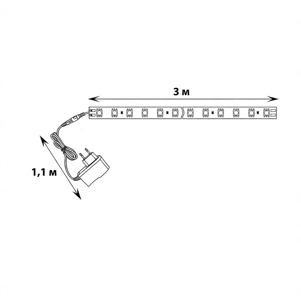 ULS-P71-2835-42LED/m-IP65-3M-SPLE RRP24C00 Комплект светодиодной ленты 3м. Спектр для фотосинтеза. Адаптер 24Вт. Блистер. TM Uniel