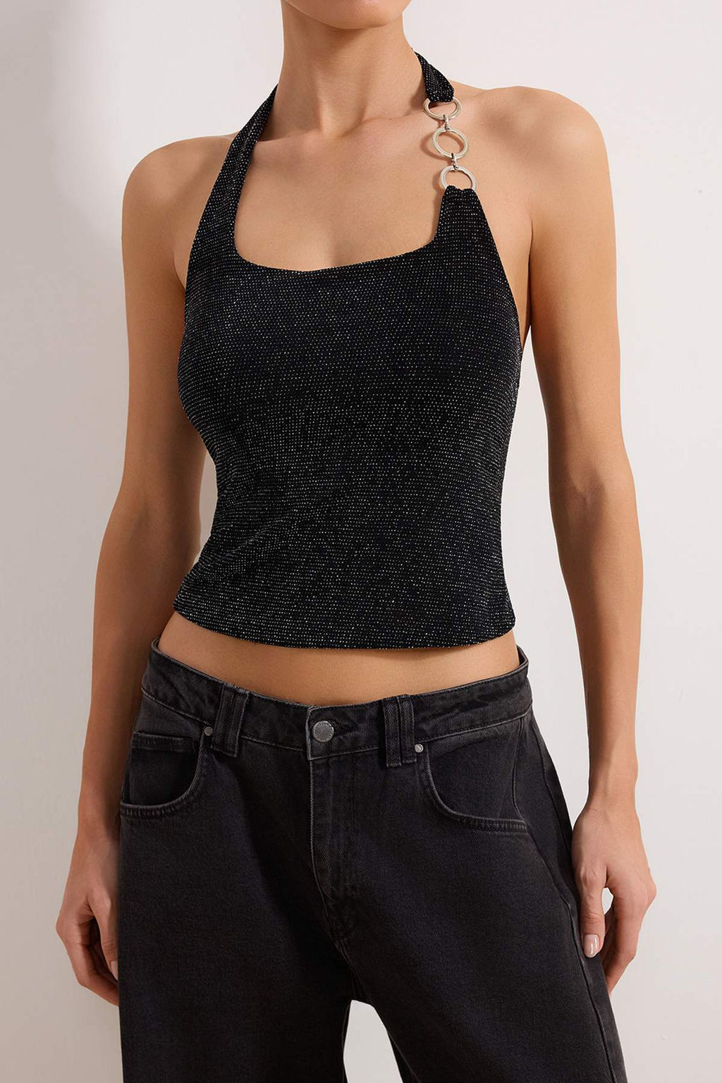 Siyah Par?lt?l? Kare Yaka Aksesuarl? Orme Party Bluz TPRSS26BZ00038 - Trendyolmilla фото 3