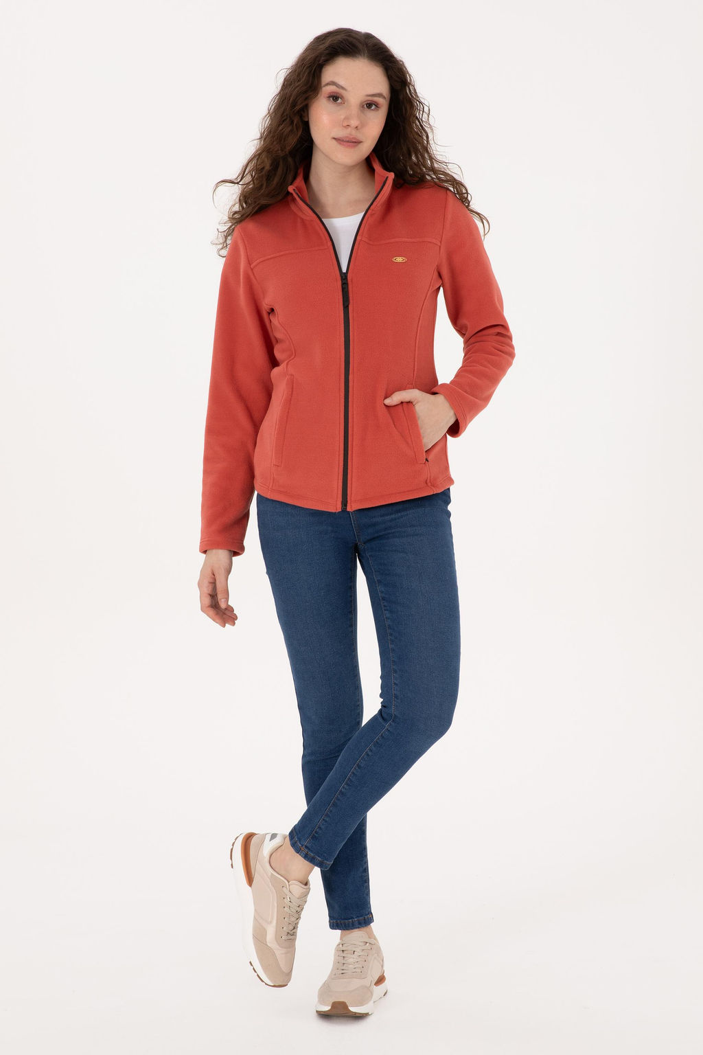 Kad_n Kiremit Fermuarl_ Dik Yaka Polar Sweatshirt - U.s. polo assn фото 4