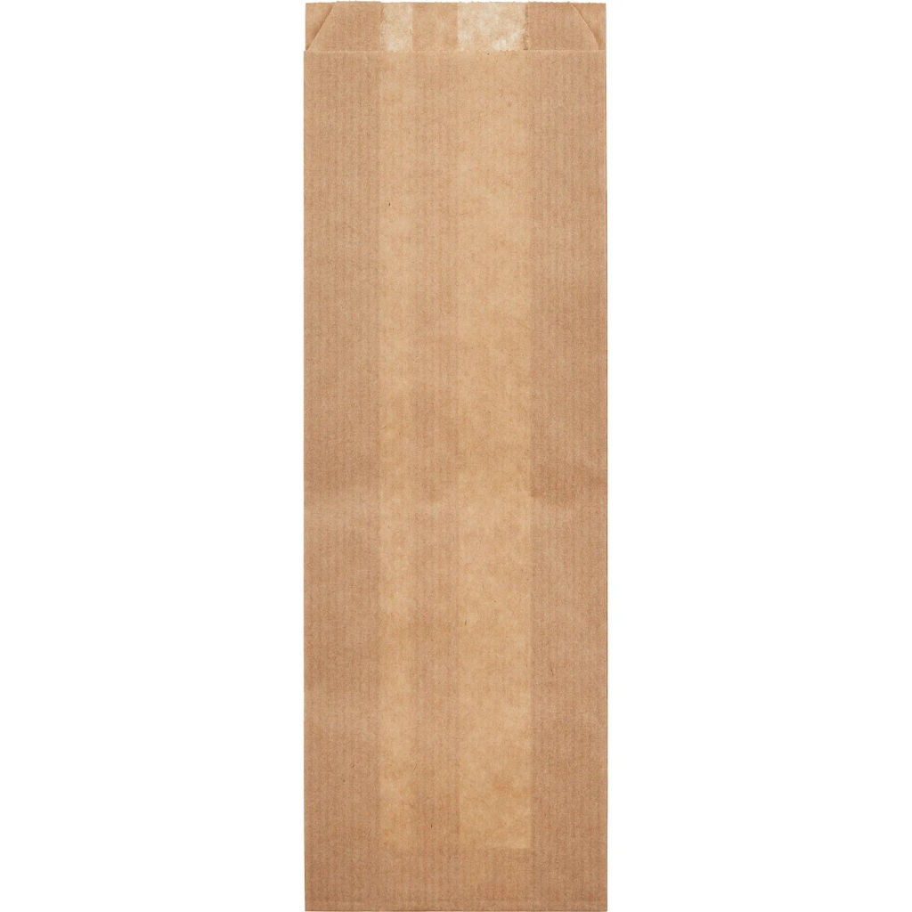 Пакет бумажный 100x50x300 мм, 50гр/м2, крафт коричневый, 100шт/уп