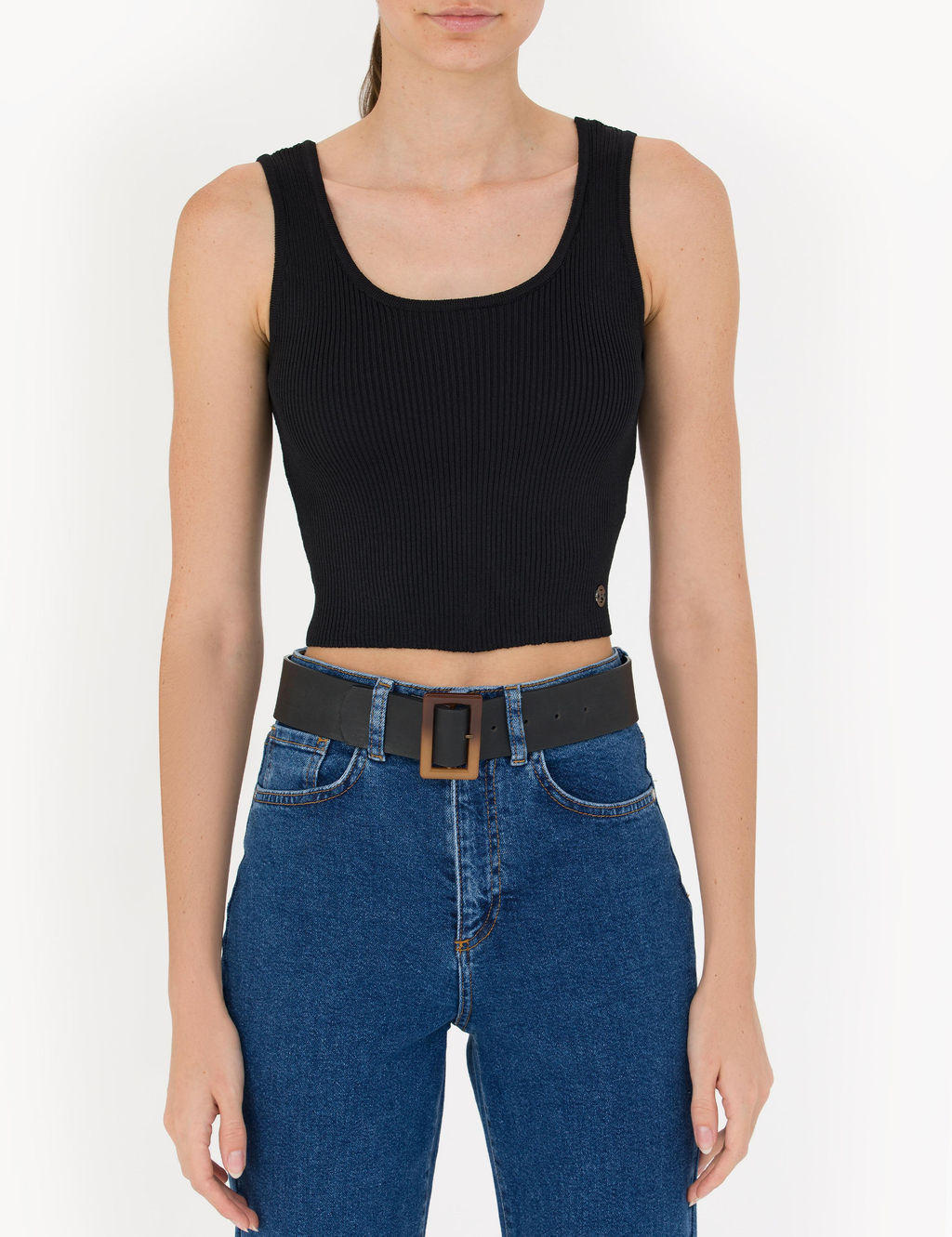 Siyah Crop Top Triko Bluz - Pierre cardin фото 6