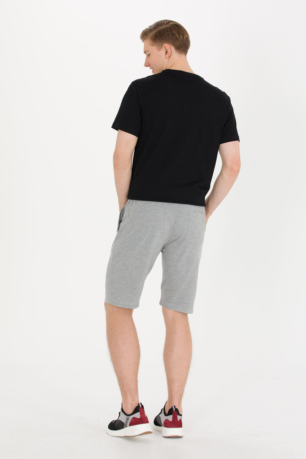 Мужские серые меланжевые вязаные шорты - U.s. polo assn фото 5