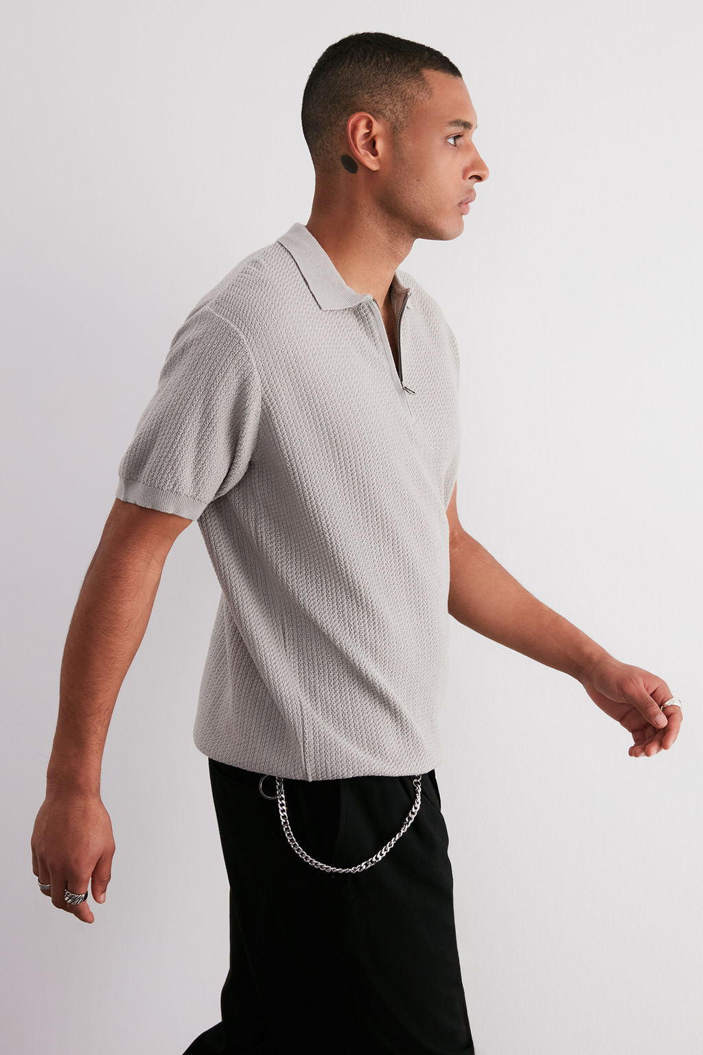 TRENDYOL MAN Tas Regular Fit Ajurlu Fermuarl? Triko Polo Yaka T-Shirt TMNSS24PO00001 - Trendyolmilla фото 3