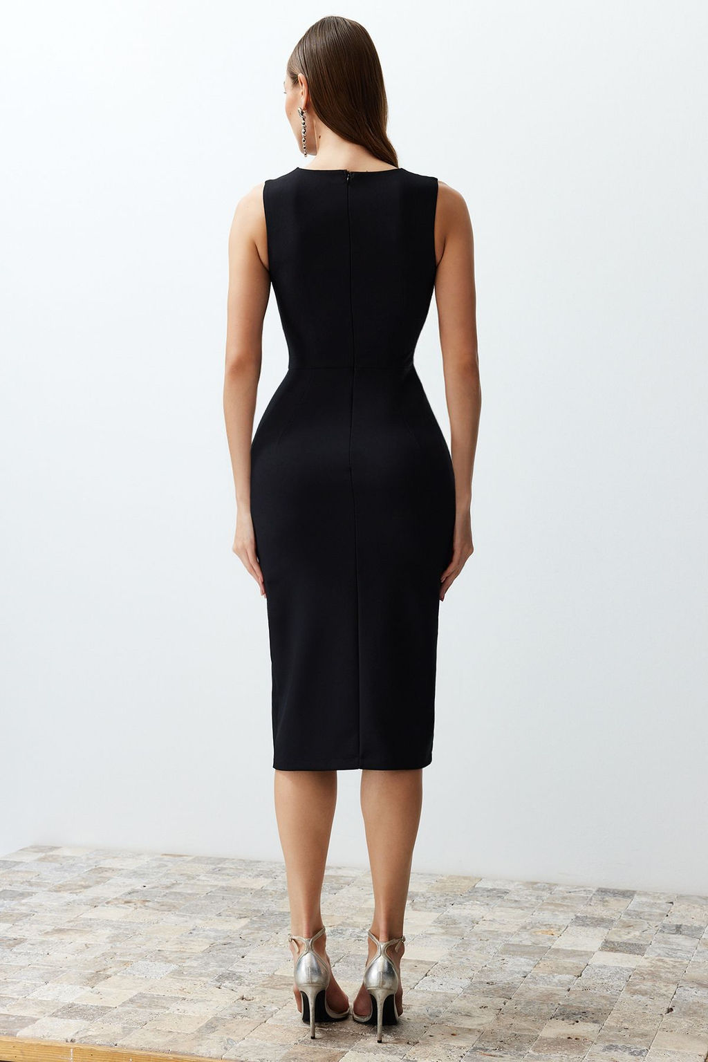 TRENDYOLMILLA Murdum Pencere/Cut Out Detayl? Dokuma Elbise TPRSS24EL00140  фото 16