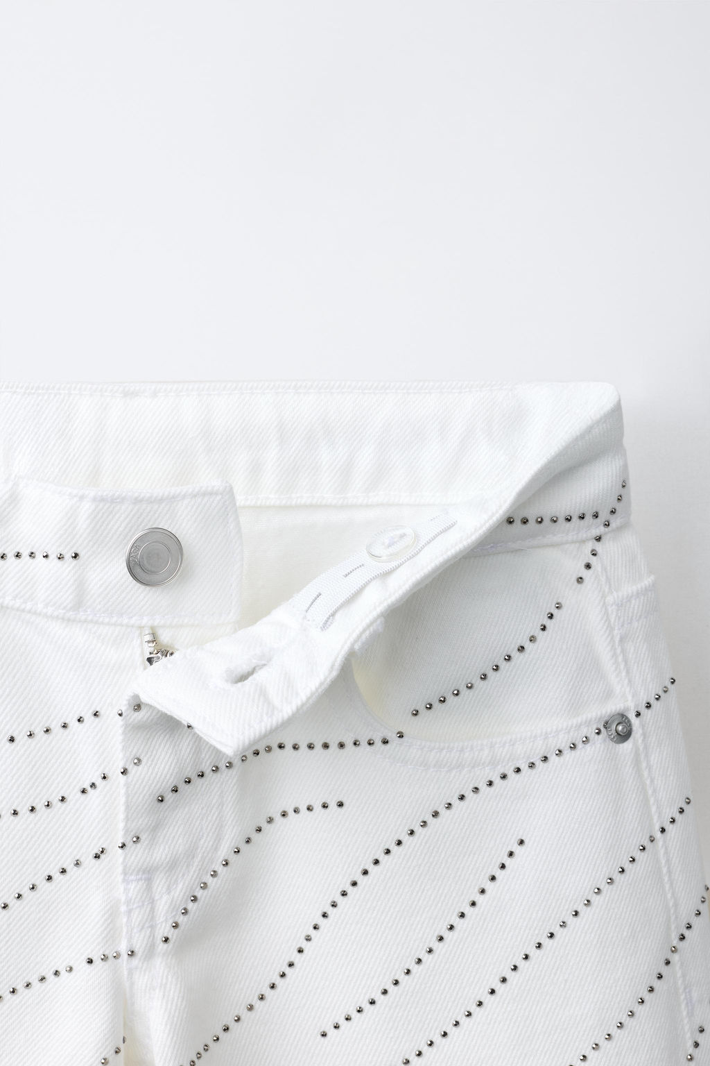 JEANS WIDE LEG STRASS Y ESTRELLAS / Blanco - Zara фото 6