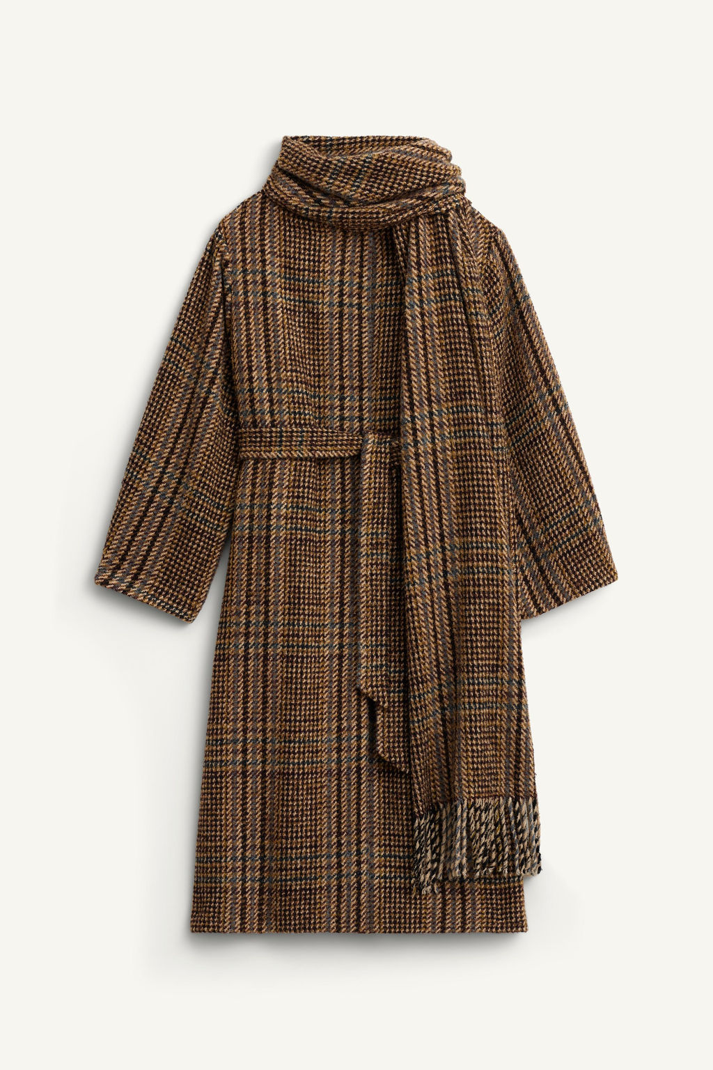 LIMITED EDITION CHECK COAT WITH SCARF - Zara фото 5