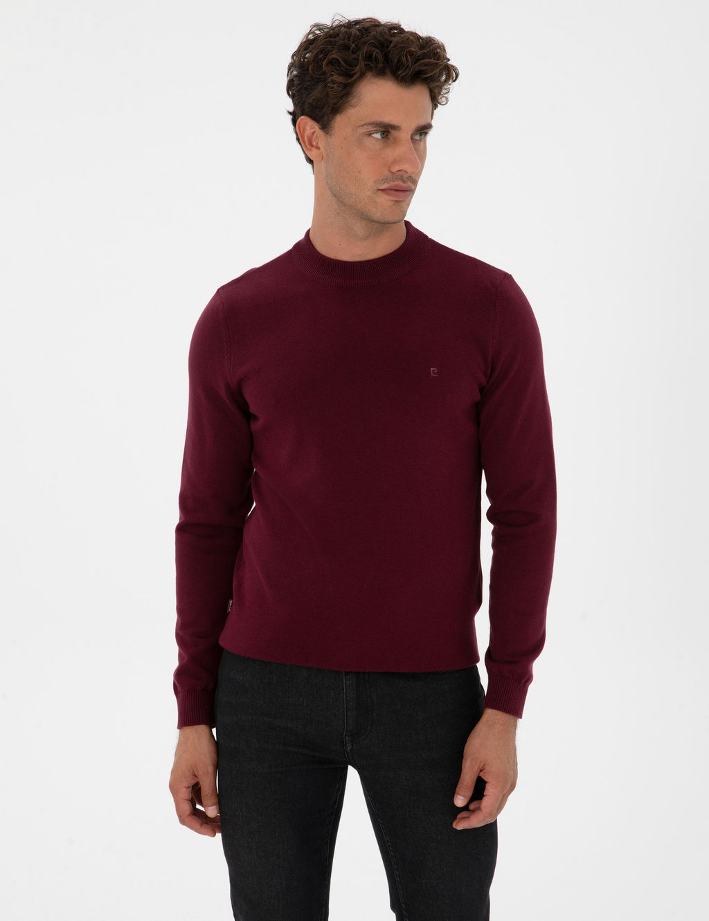 Mor Slim Fit _eyrek Yaka Basic Triko Kazak