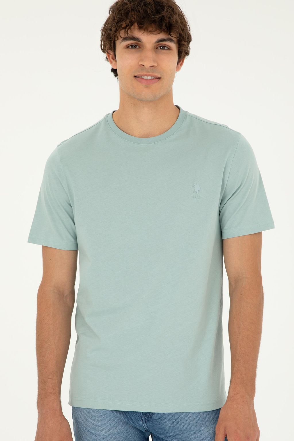 Мужская базовая футболка цвета водного зеленого цвета Неожиданная скидка в корзине - U.s. polo assn фото 3