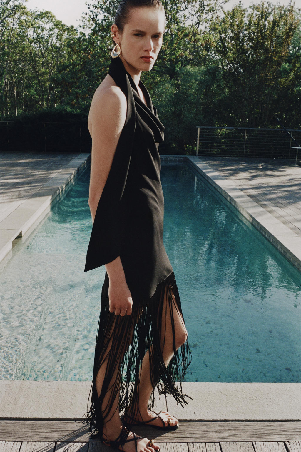 VESTIDO HALTER FLECOS ZW COLLECTION / Negro - Zara фото 3