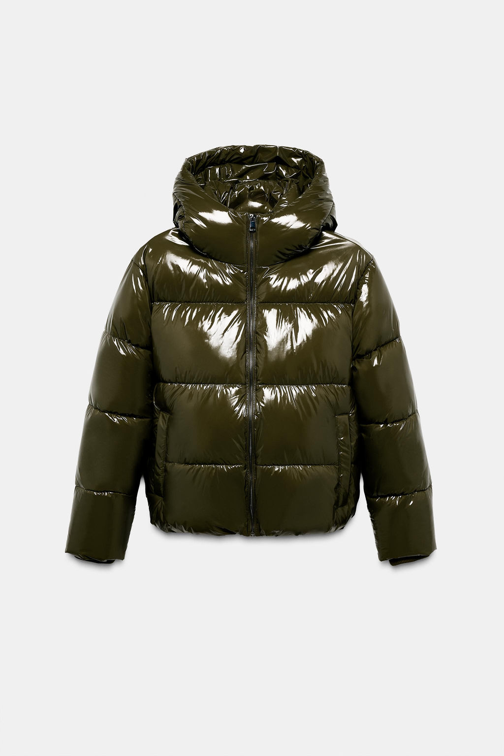ANORAK EFECTO BRILLANTE WATER REPELLENT WINDPROOF / Khaki - Zara фото 9