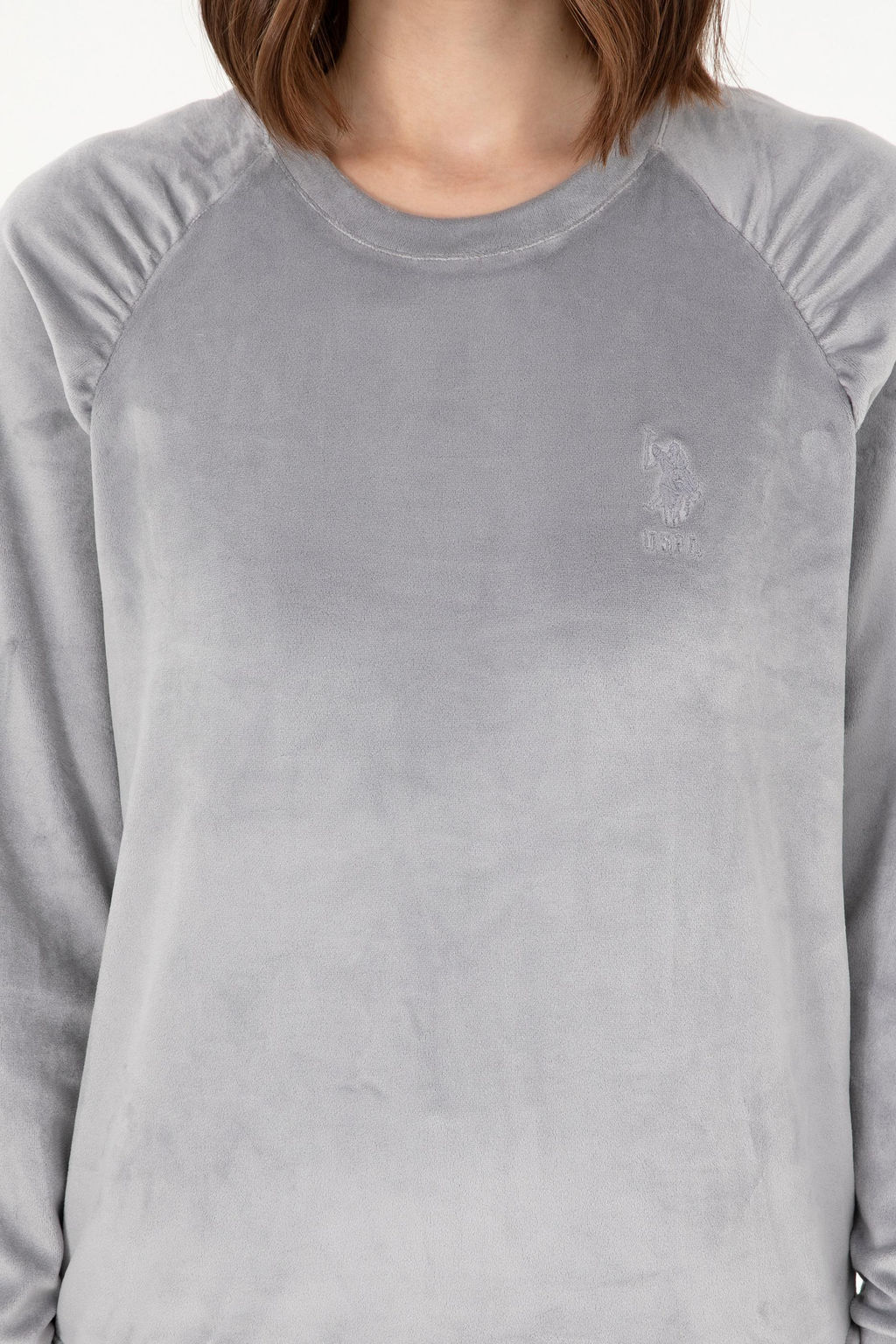 Женский пижамный комплект серого меланжевого цвета - U.s. polo assn фото 6