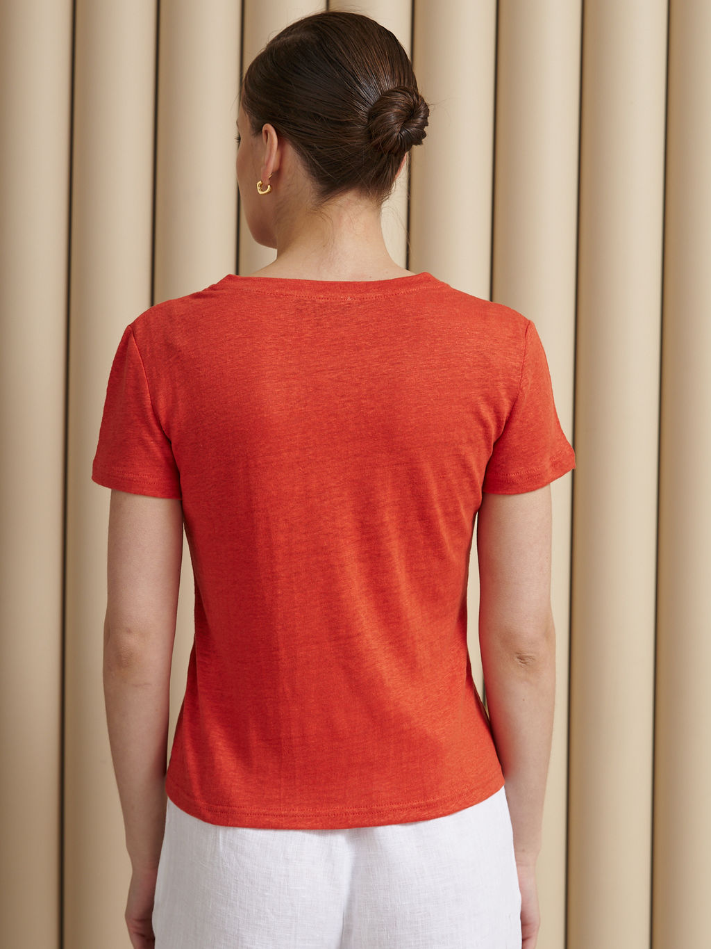 Футболка льняная 452-49 коралловая