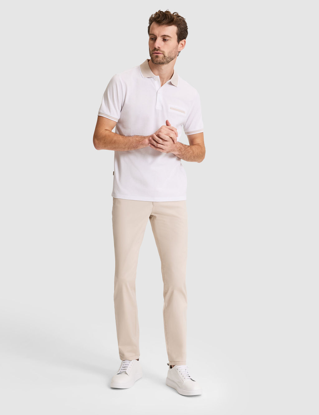 Beyaz Slim Fit %100 Pamuk D__meli Polo Yaka Ti__rt