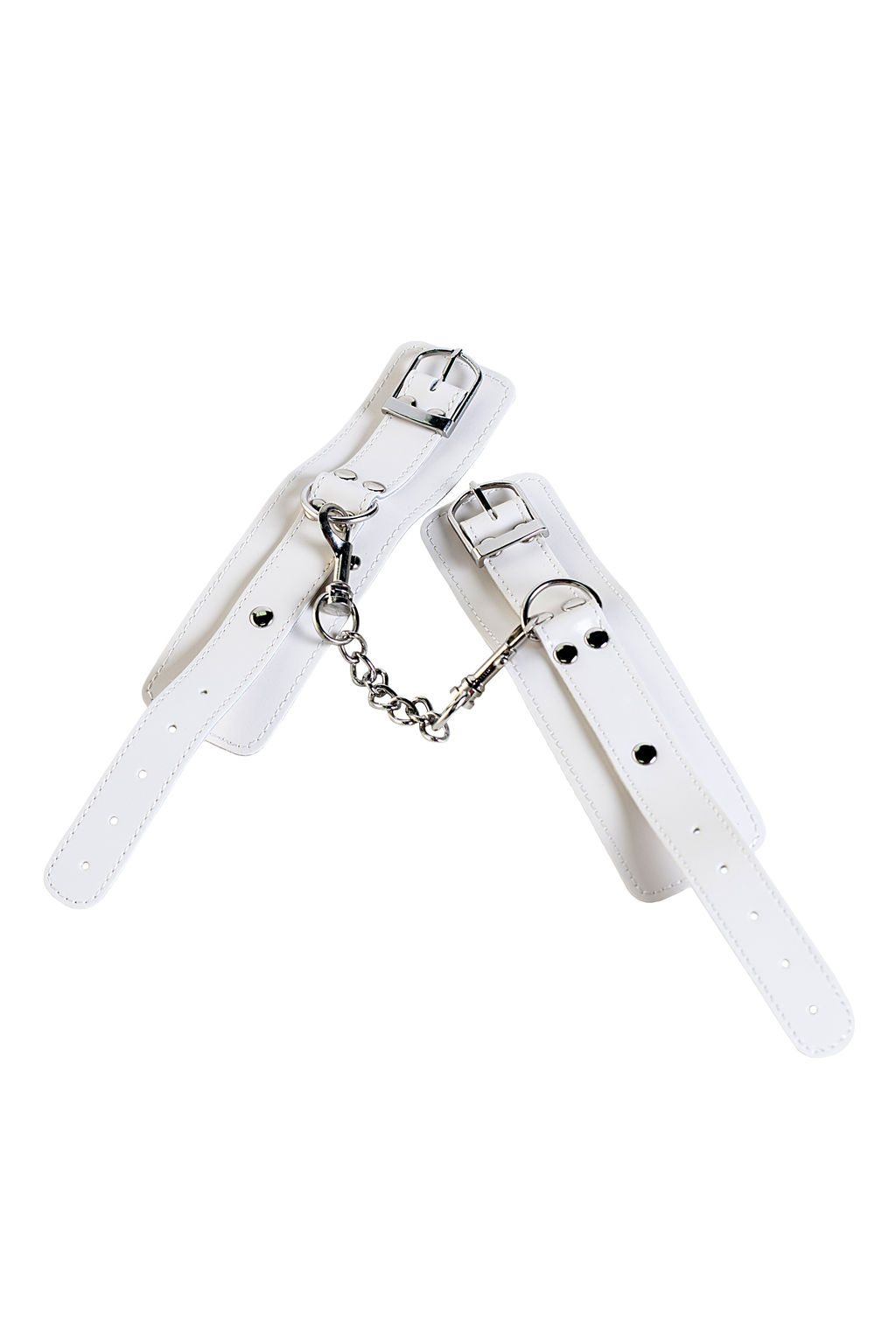 Наручники TOYFA Theatre кожаные белые  фото 4