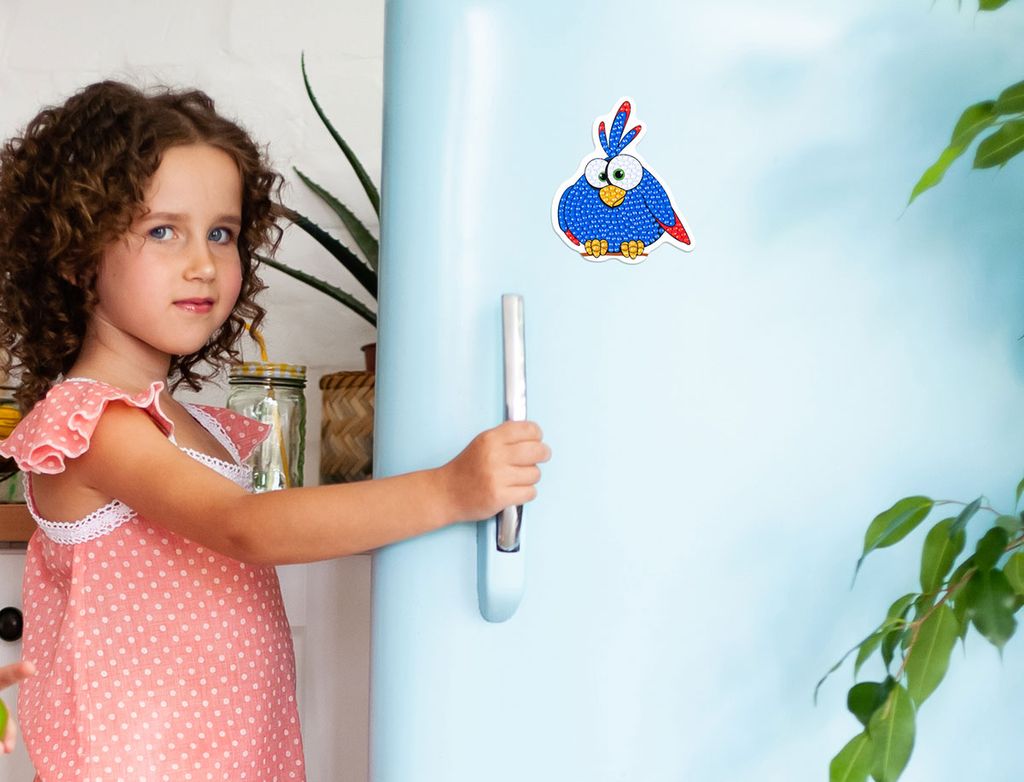 Кристальная (алмазная) мозаика ФРЕЯ ALVM-076 магнит Синяя птичка 7.5 х 8.5 см