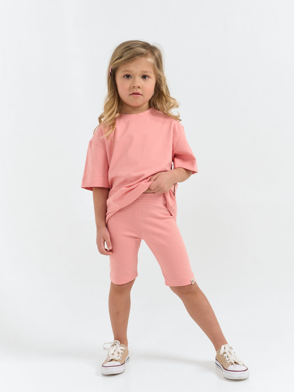 Комплект футболка оверсайз и велосипедки "Роза"